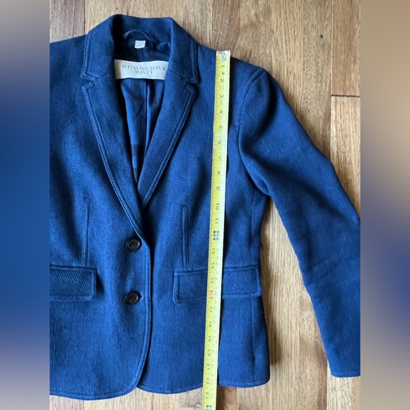 Burberry Brit Navy Blue Linen Cotton Women’s Blazer Jacket Sz 6 Academia Preppy - Picture 10 of 11